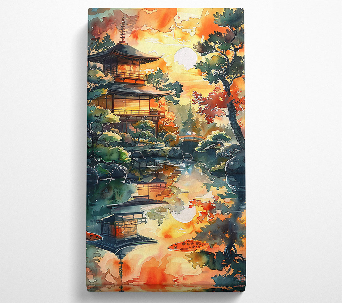  A Canvas Print of Golden Sunset Temple Canvas Wall Art