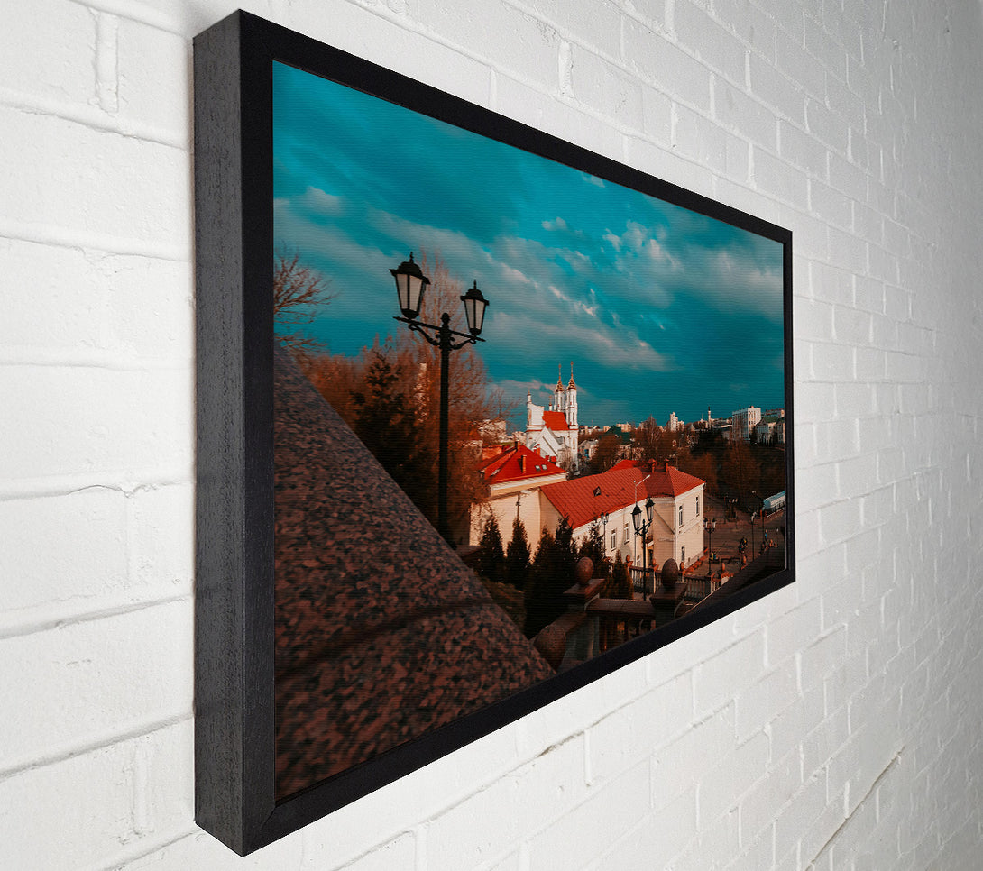  A Canvas Print of Teal Cityscape Sunset Canvas Print