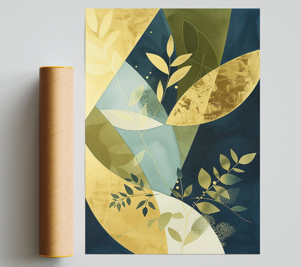 Golden Abstract Blooms Giclee Print