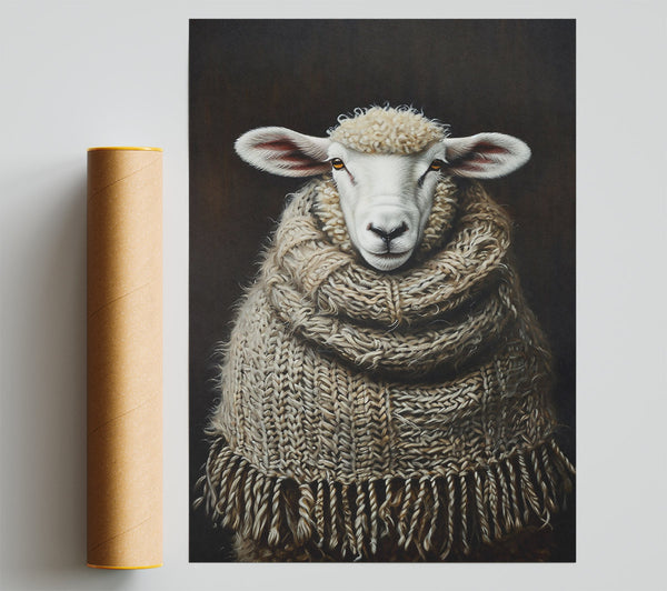 Beige Fleece Fringed Giclee Print