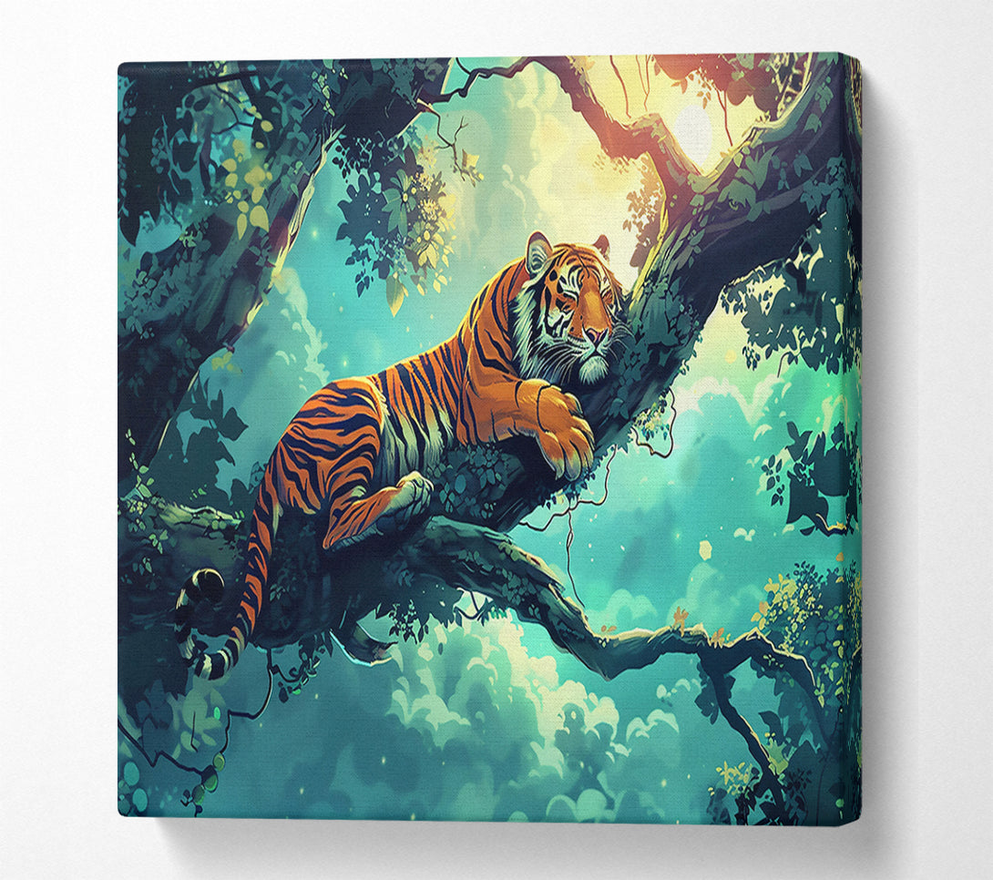 A Canvas Print of Teal Tiger Dreams Canvas Wall Art