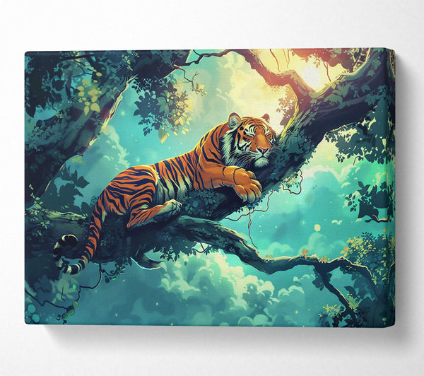  A Canvas Print of Teal Tiger Dreams Canvas Wall Art
