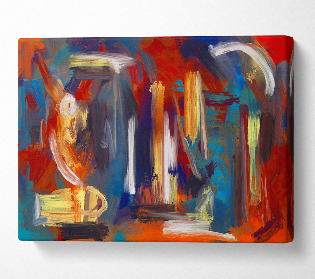  A Canvas Print of Orange Abstract Strokes Canvas Wall Art
