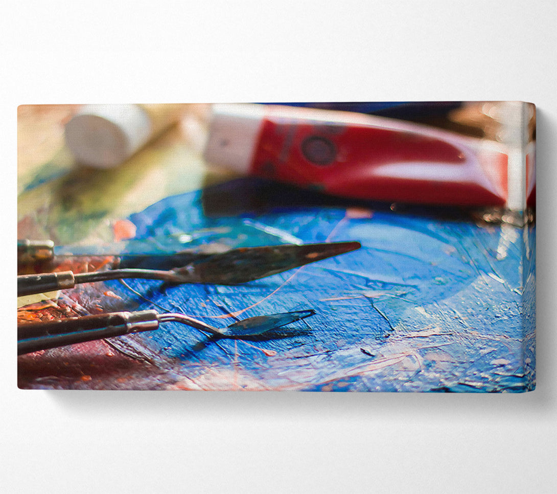  A Canvas Print of Blue Palette Knife Strokes Canvas Print