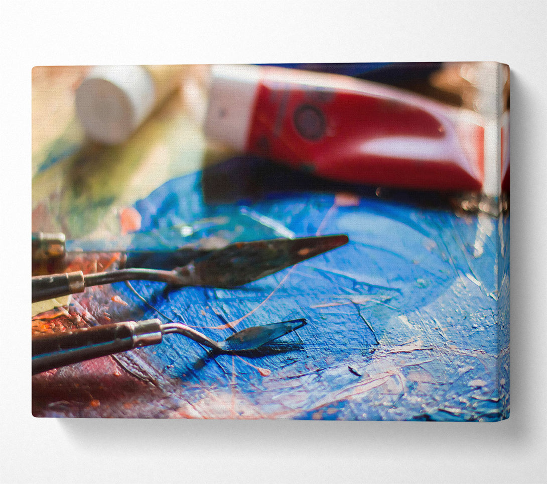  A Canvas Print of Blue Palette Knife Strokes Canvas Print