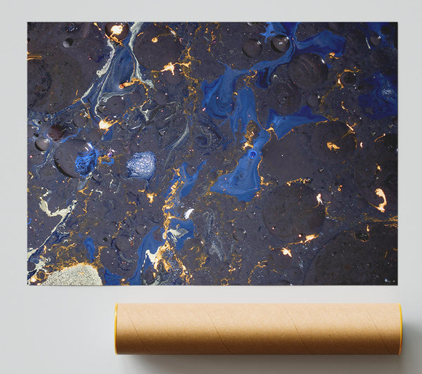 Midnight Blue Swirls. Giclee Print