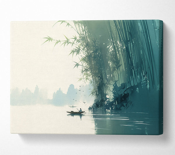  A Canvas Print of Teal Serenity In Bamboo Canvas Wall Art