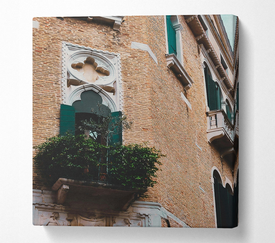  A Canvas Print of Golden Brick Balcony Canvas Art