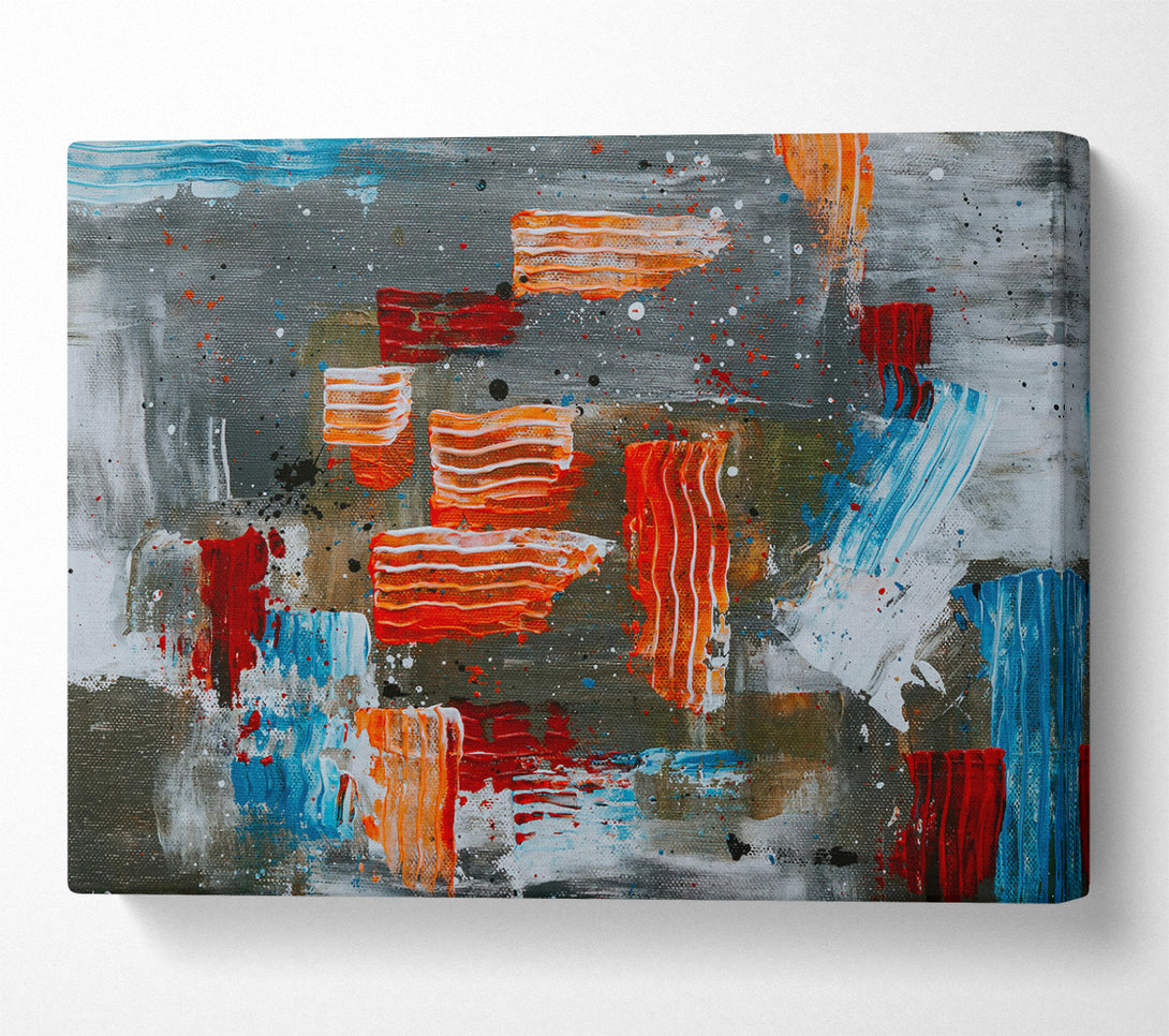  A Canvas Print of Orange Abstract Strokes Canvas Wall Art