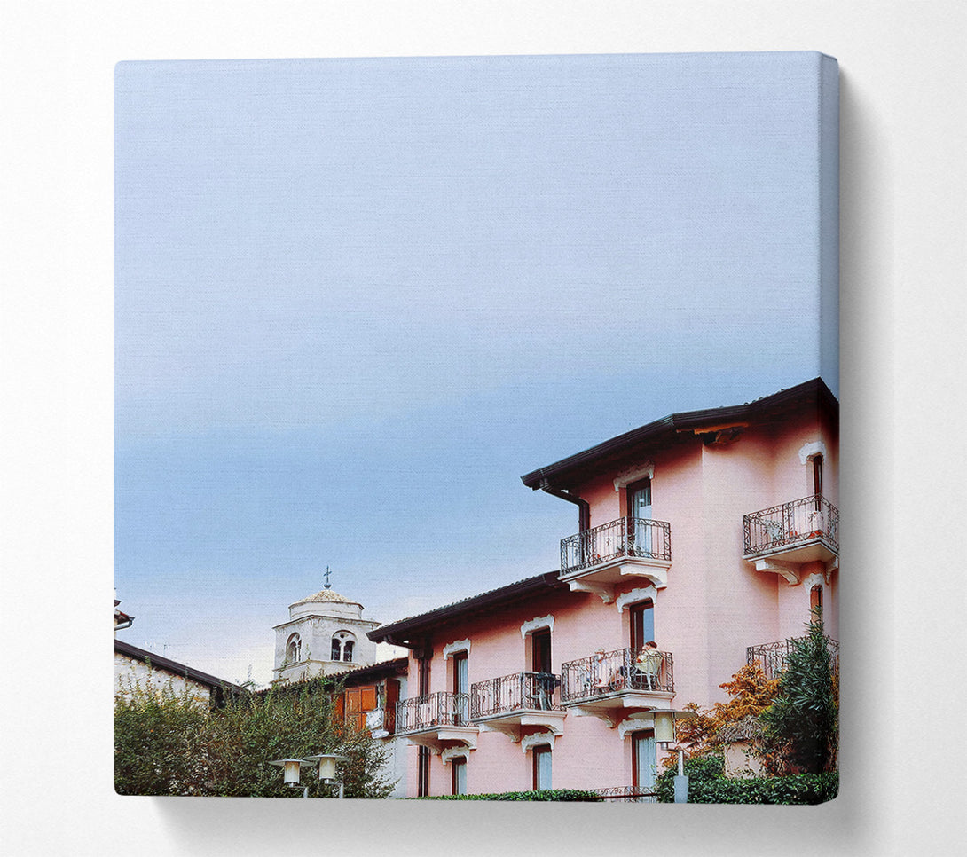  A Canvas Print of Pink Italian Balconies Canvas Print