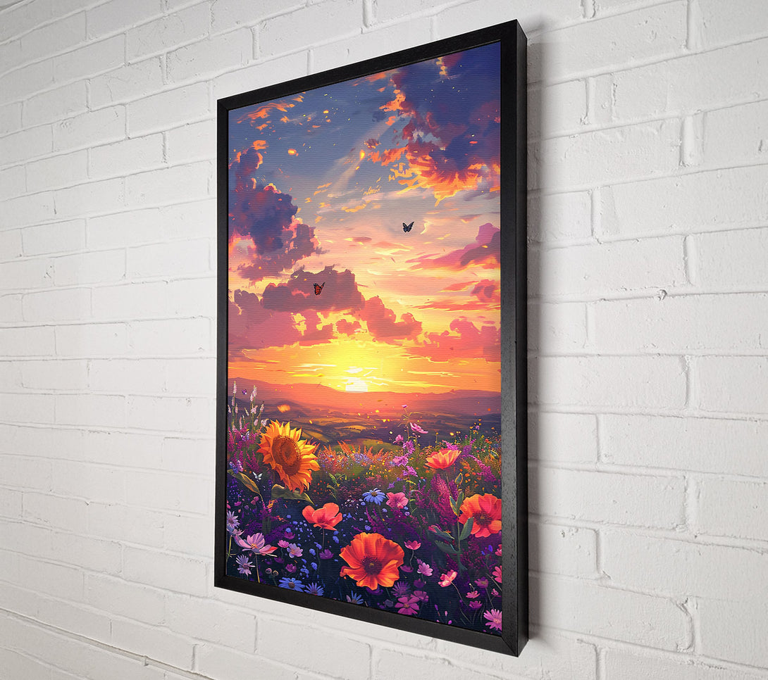  A Canvas Print of Golden Sunset Meadow Canvas Wall Art