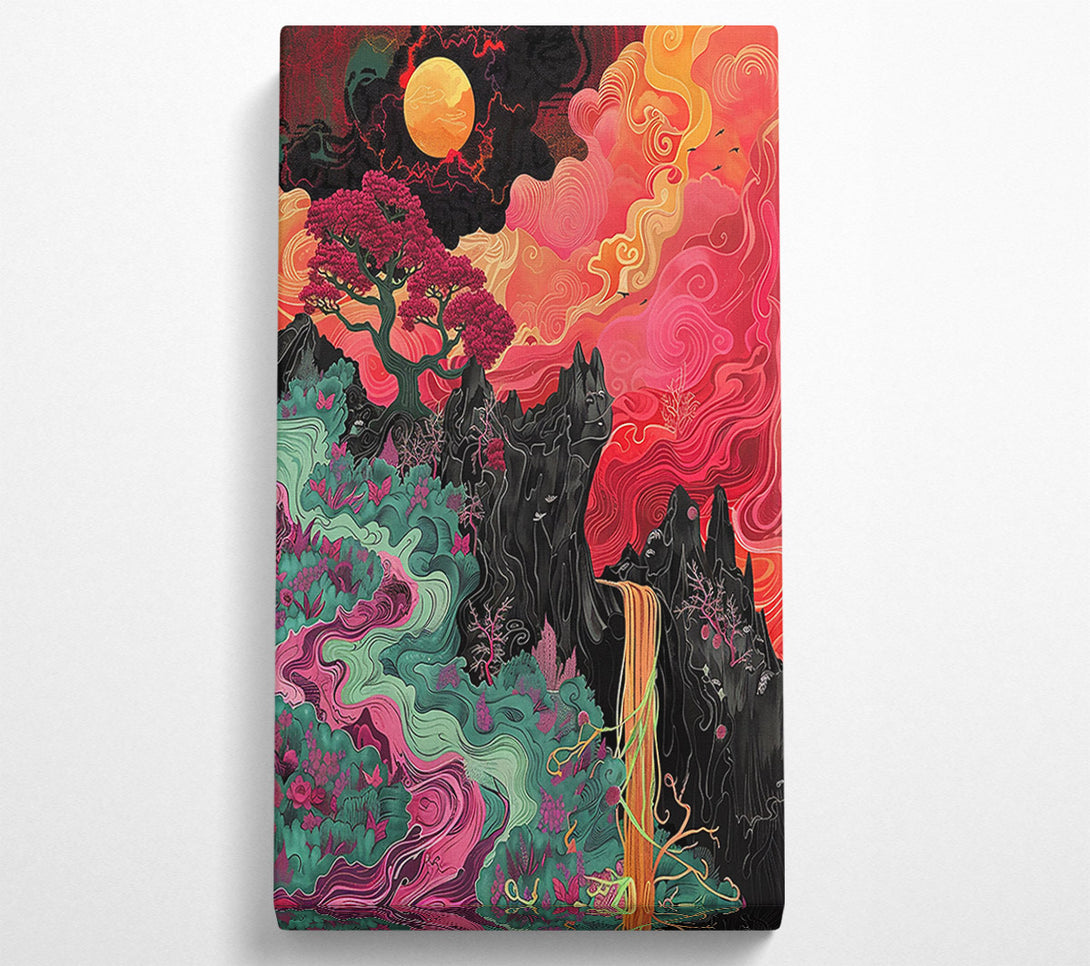  A Canvas Print of Crimson Dreamscape Waterfall Canvas Print