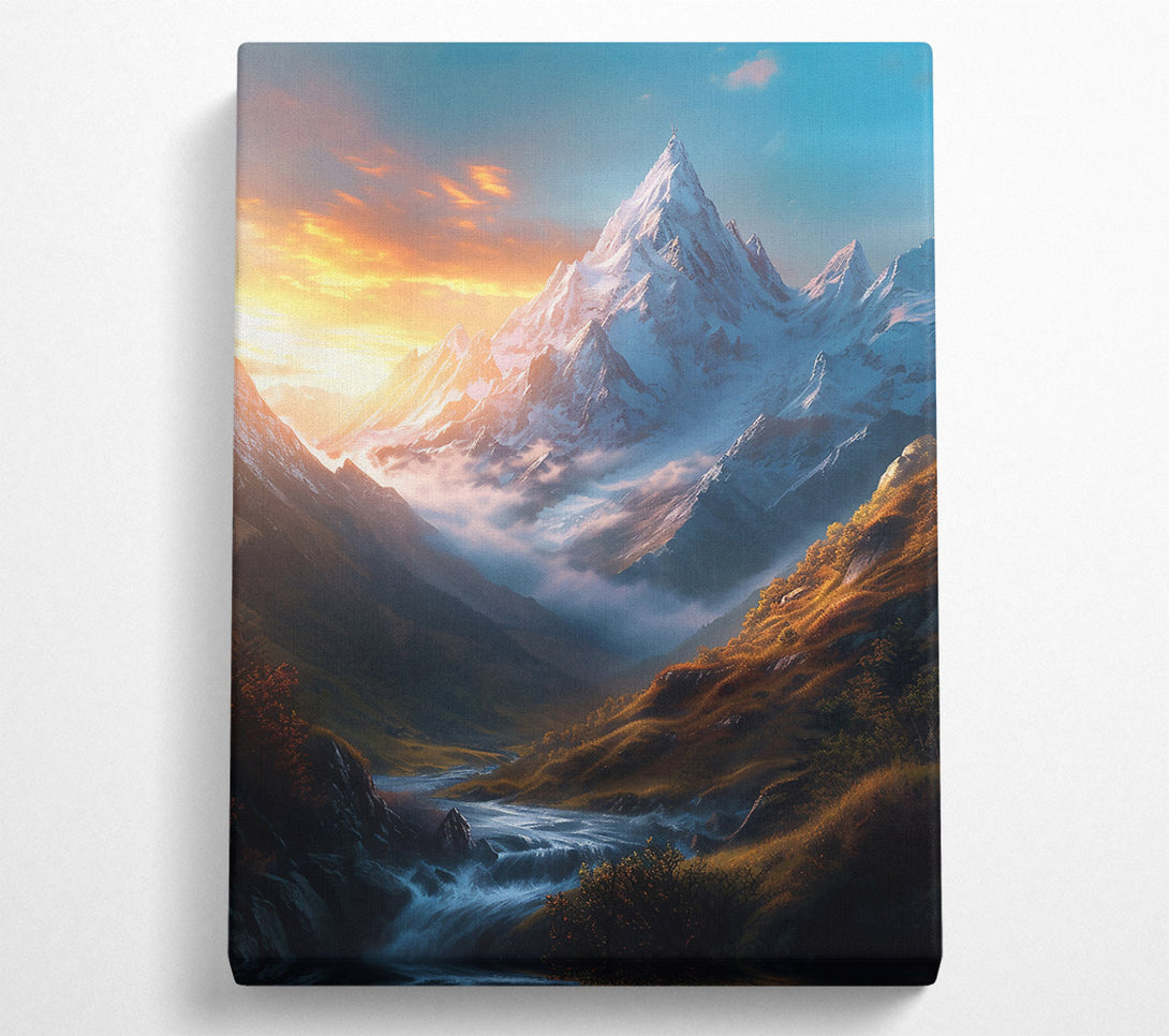  A Canvas Print of Golden Mountain Stream Canvas Wall Art