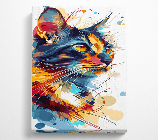  A Canvas Print of Azure Feline Gaze Canvas Art