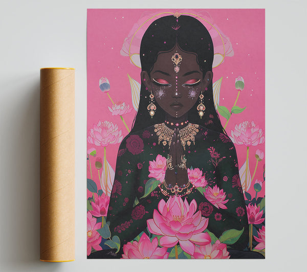 Pink Lotus Prayer Print