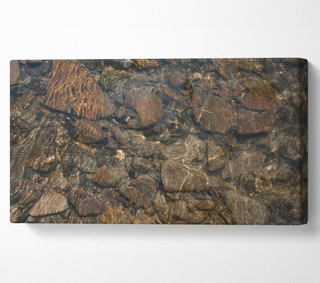  A Canvas Print of Golden Riverbed Reflections Canvas Wall Art