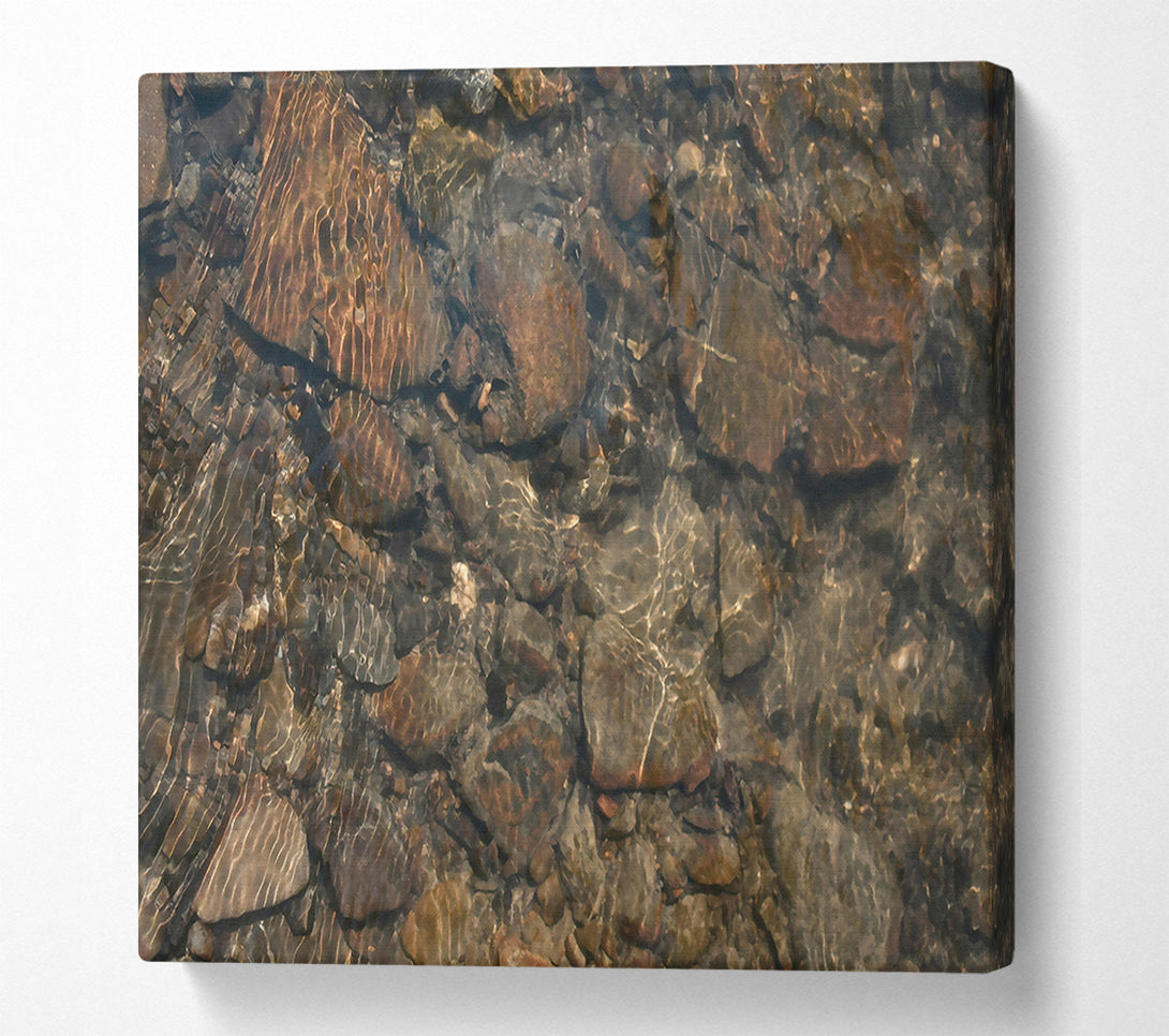  A Canvas Print of Golden Riverbed Reflections Canvas Wall Art