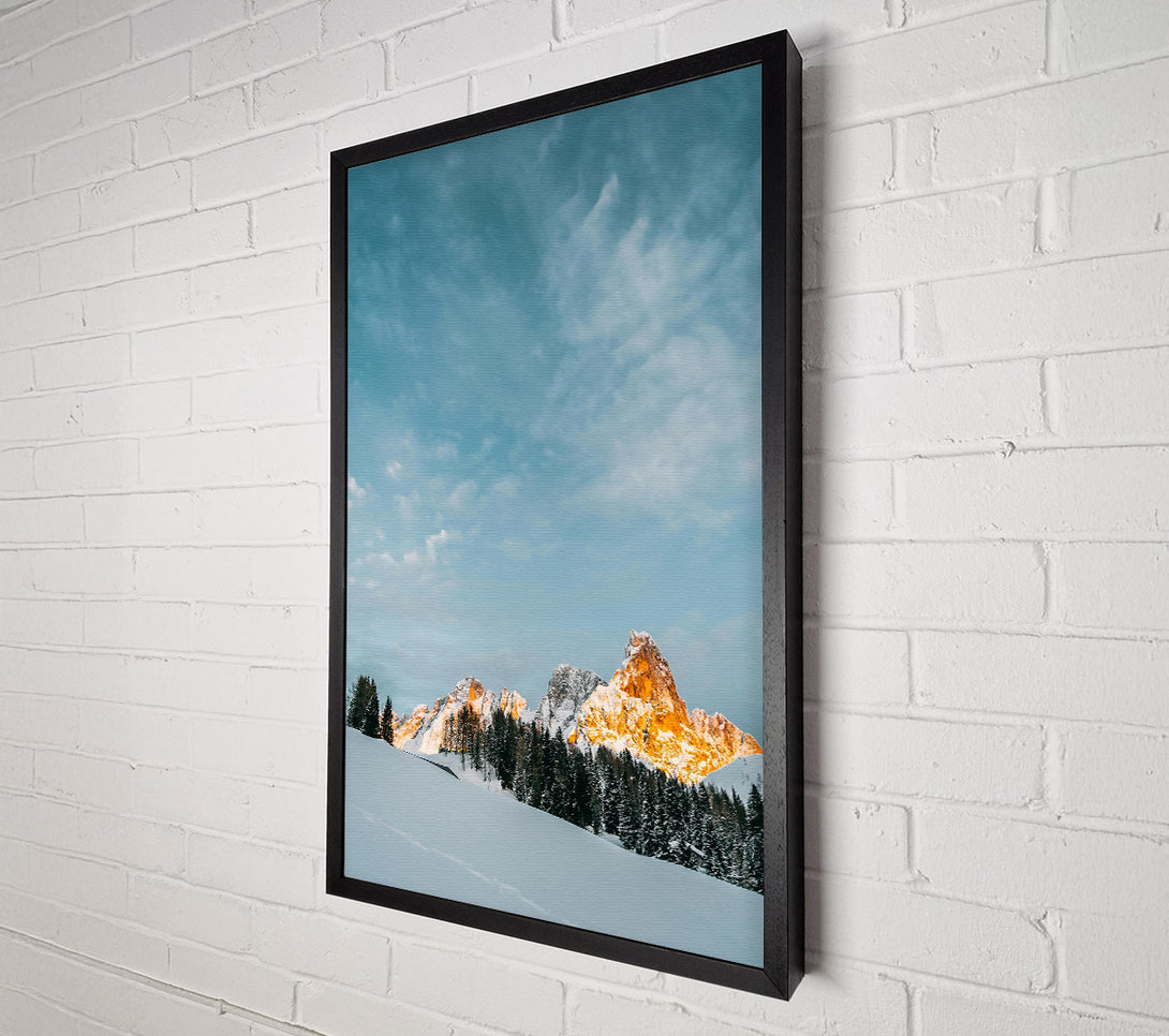  A Canvas Print of Golden Peaks In Snow Canvas Wall Art