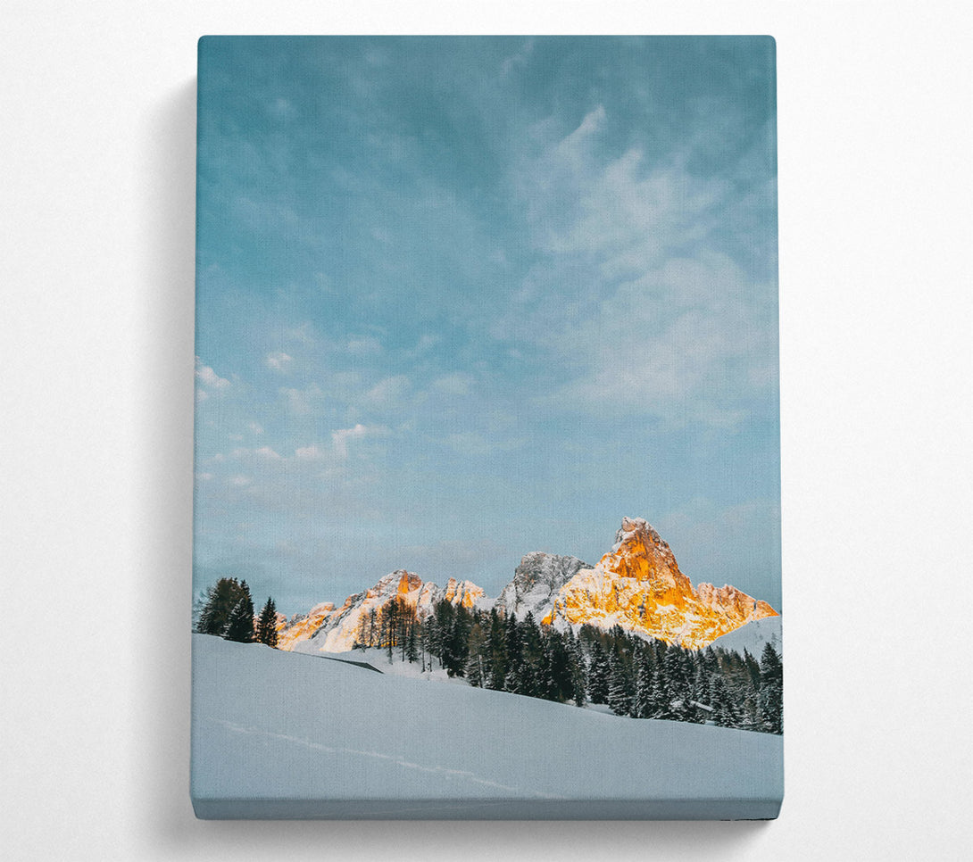  A Canvas Print of Golden Peaks In Snow Canvas Wall Art