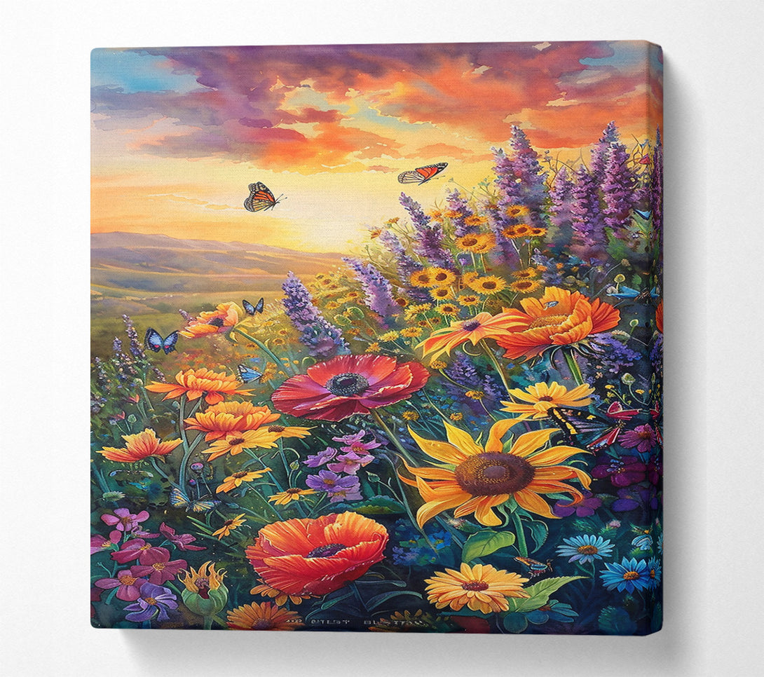  A Canvas Print of Orange Sunset Blooms Canvas Print