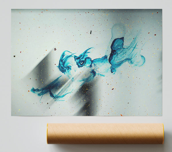 Azure Swirling Abstraction Print