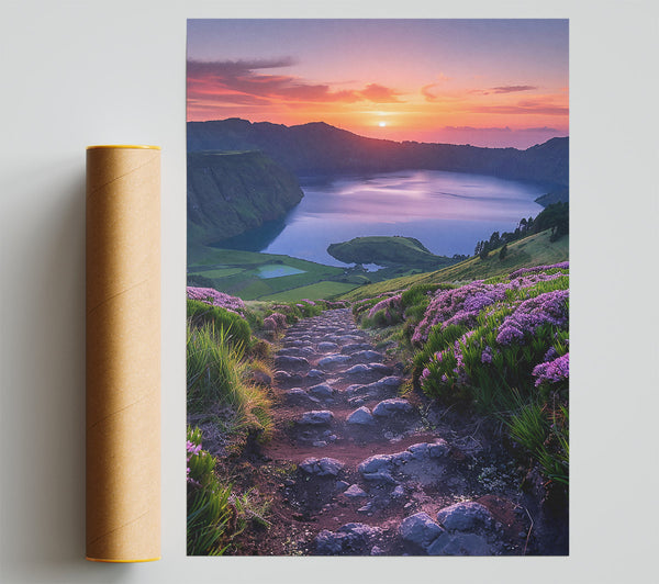 Purple Sunset Path Poster