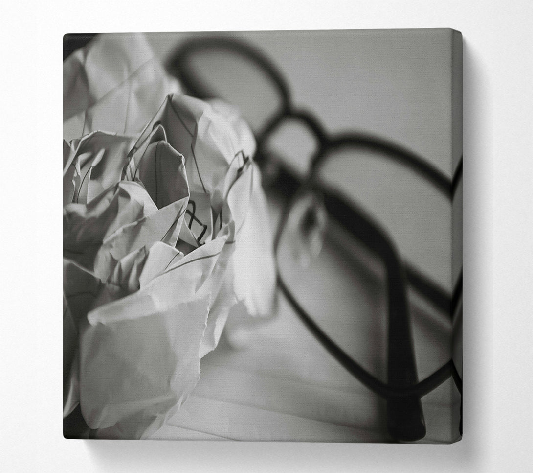  A Canvas Print of White Paper And Glasses Canvas Print