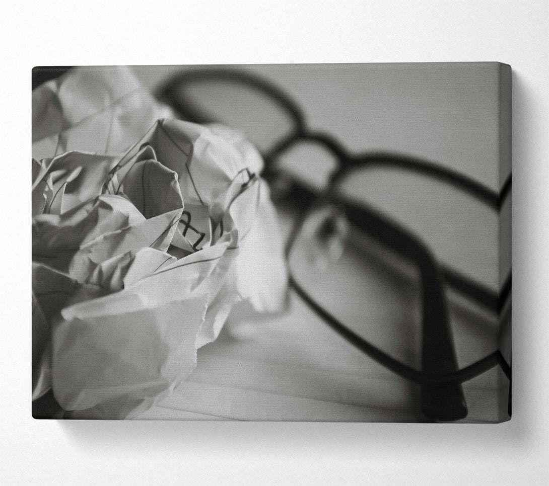  A Canvas Print of White Paper And Glasses Canvas Print