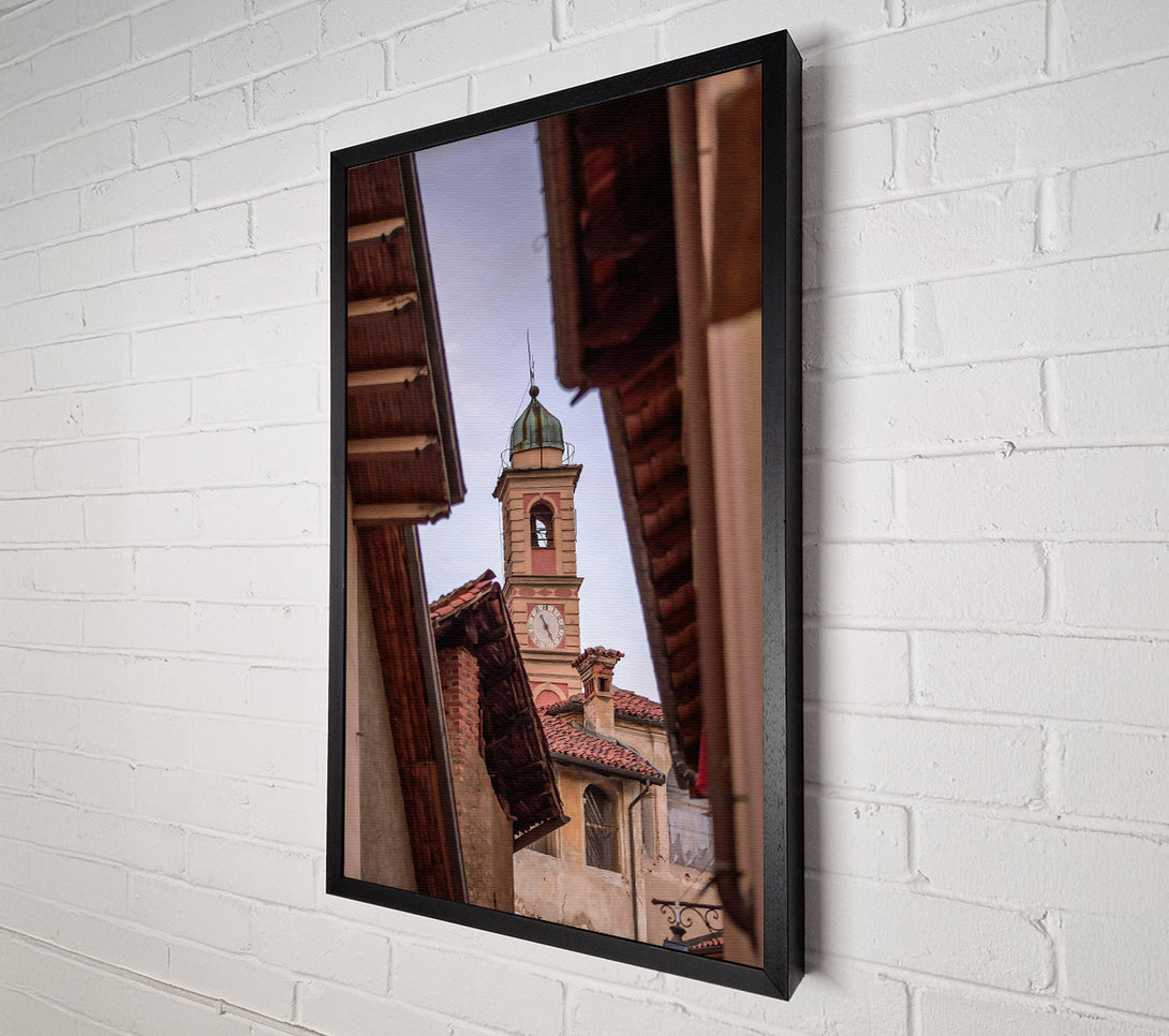  A Canvas Print of Peach And Green Clocktower Canvas Print