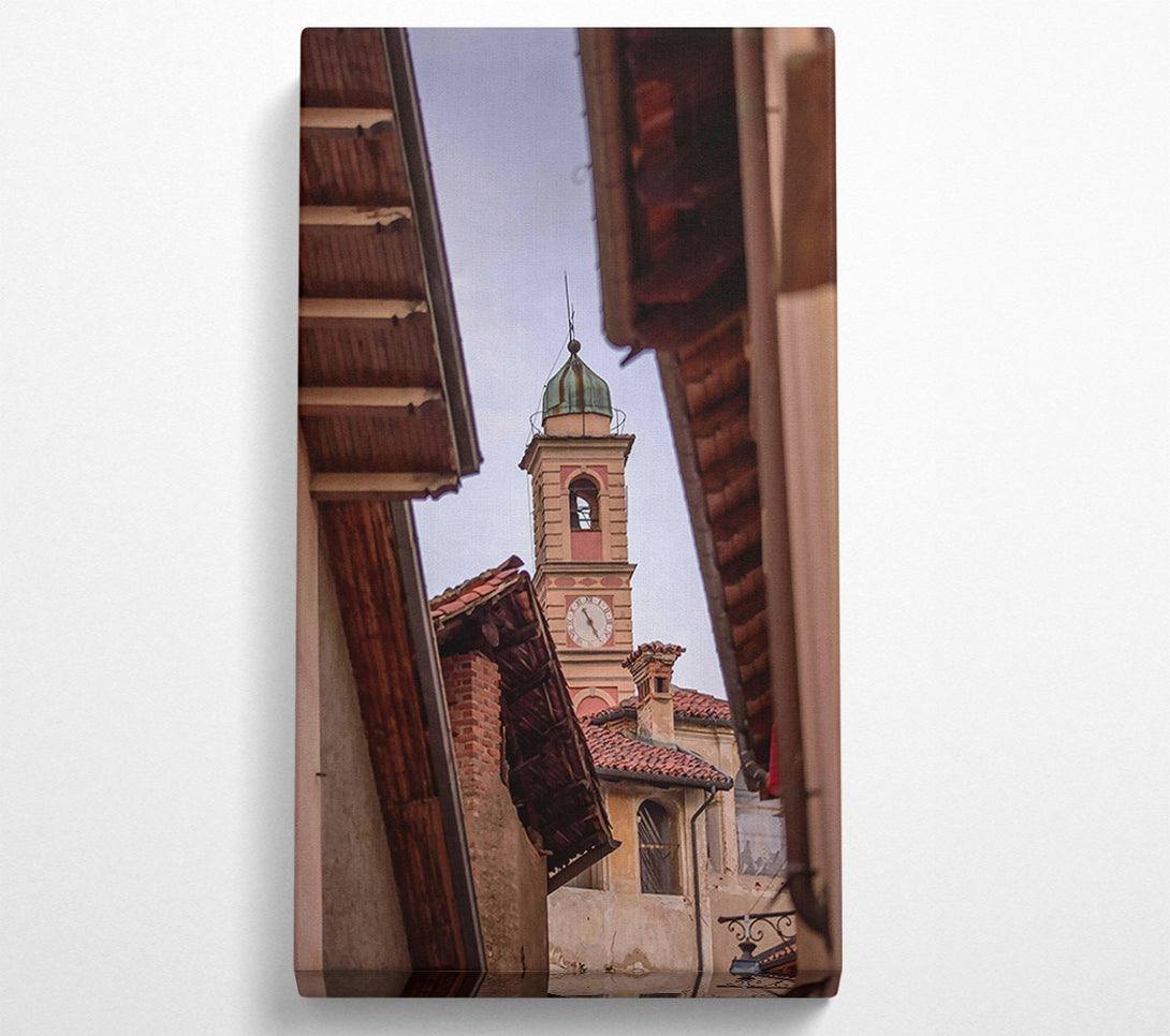  A Canvas Print of Peach And Green Clocktower Canvas Print