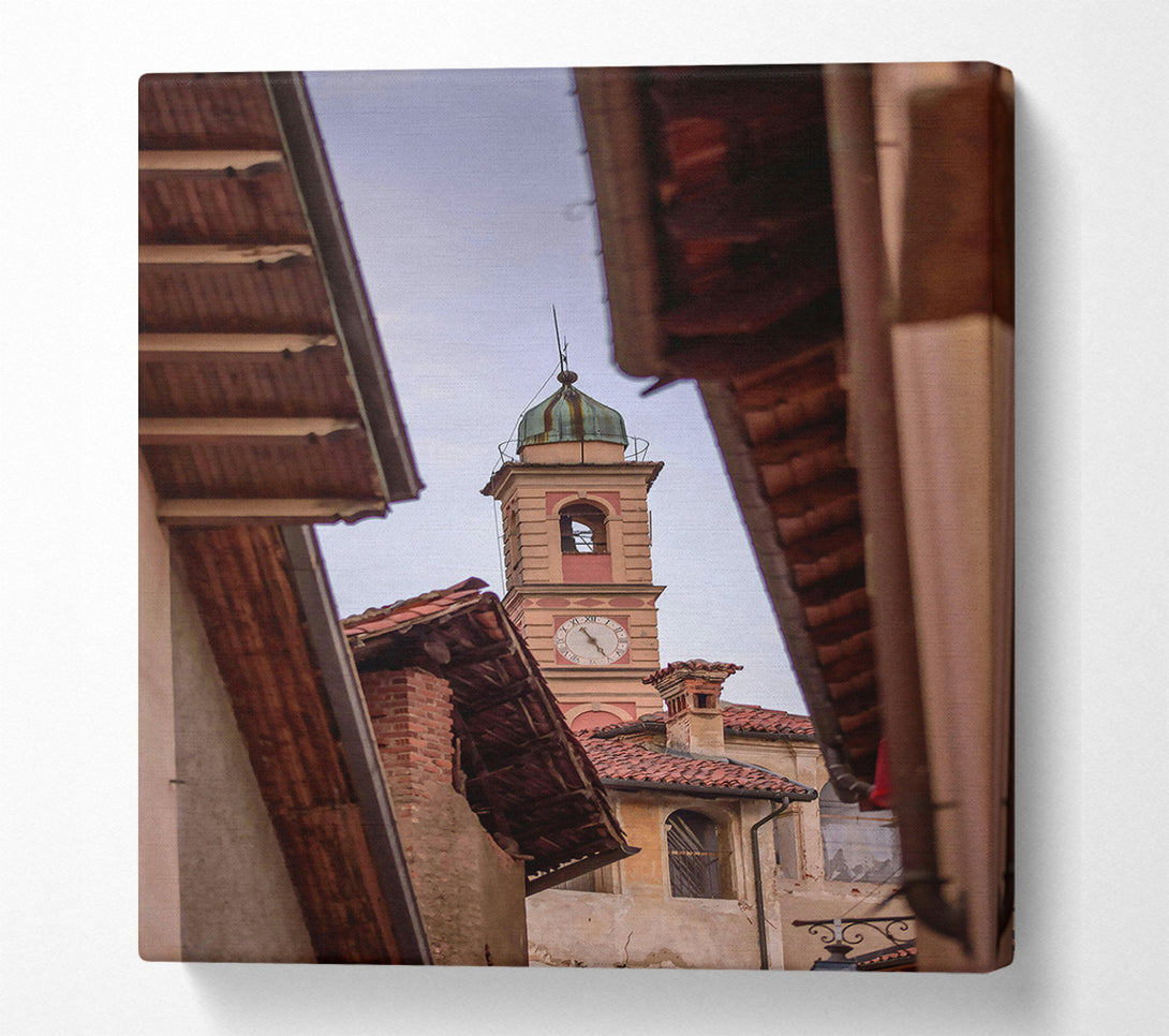  A Canvas Print of Peach And Green Clocktower Canvas Print