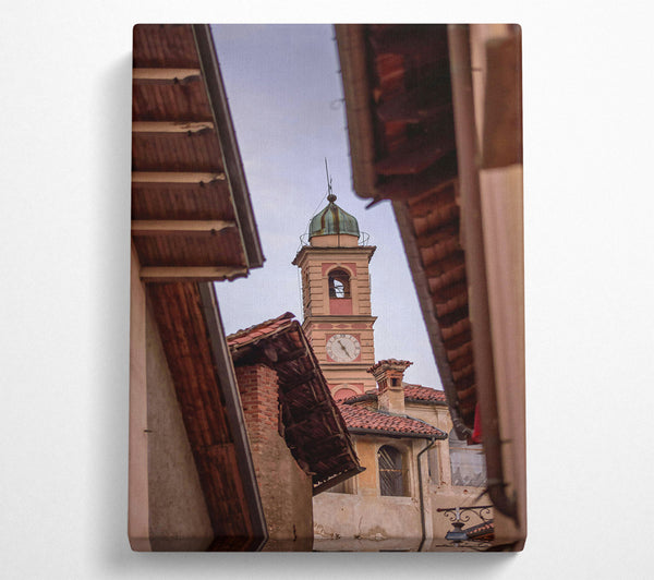  A Canvas Print of Peach And Green Clocktower Canvas Print