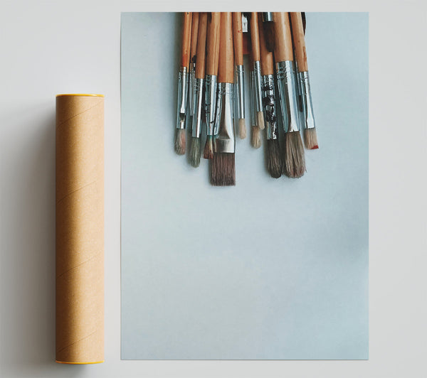 Silver Grey Brushes Print