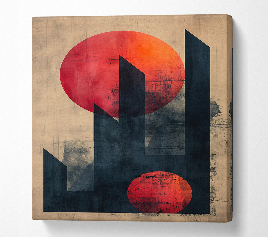  A Canvas Print of Abstract Sun And Buildings Canvas Print