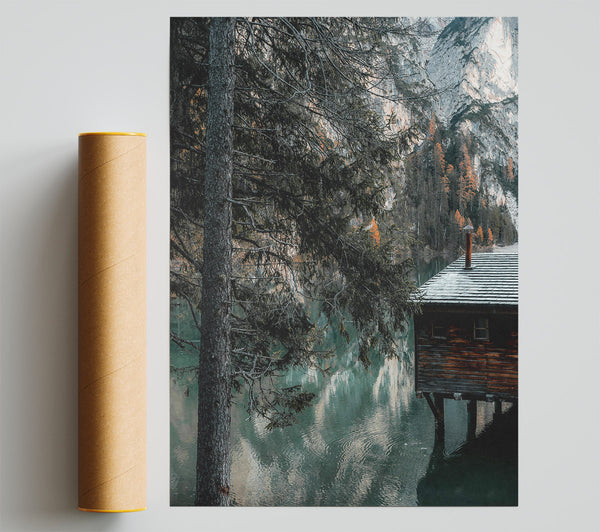 Teal Lake Cabin Poster