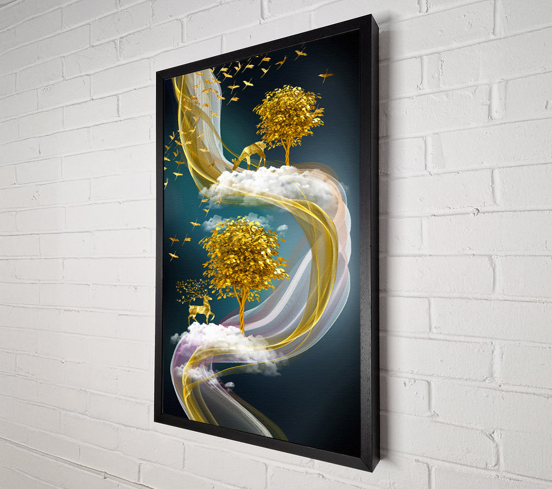  A Canvas Print of Abstract Swirl Stags Canvas Wall Art