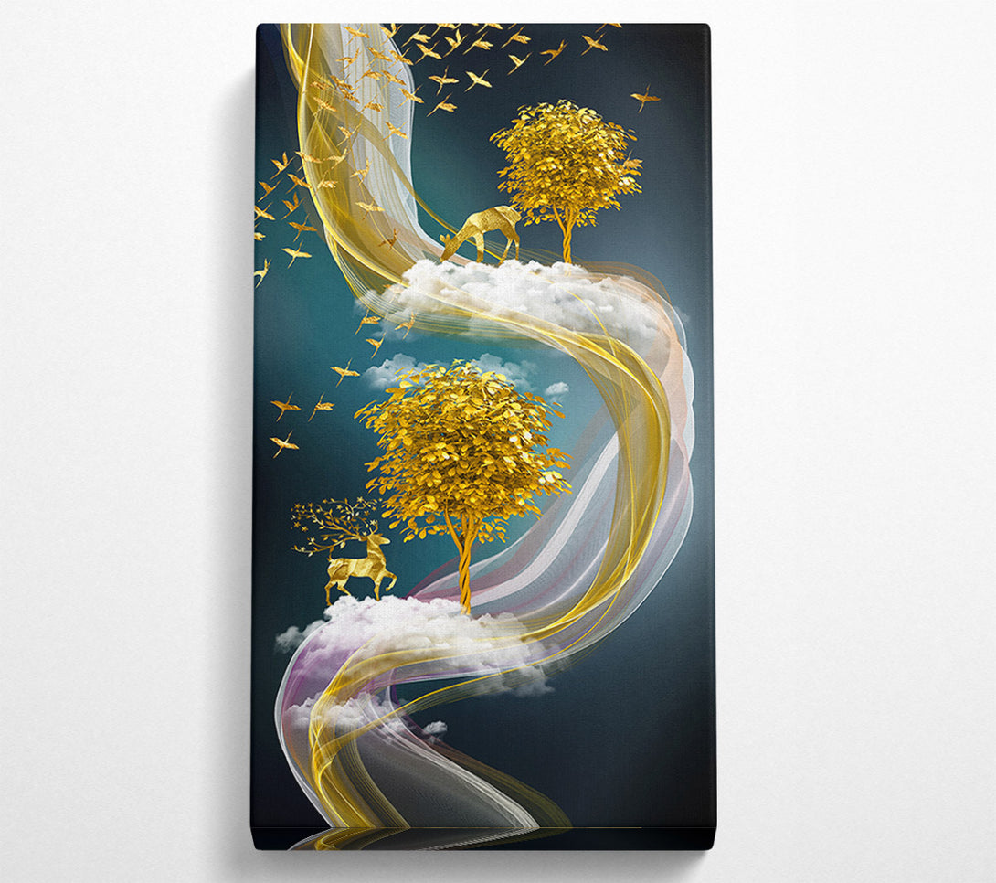  A Canvas Print of Abstract Swirl Stags Canvas Wall Art
