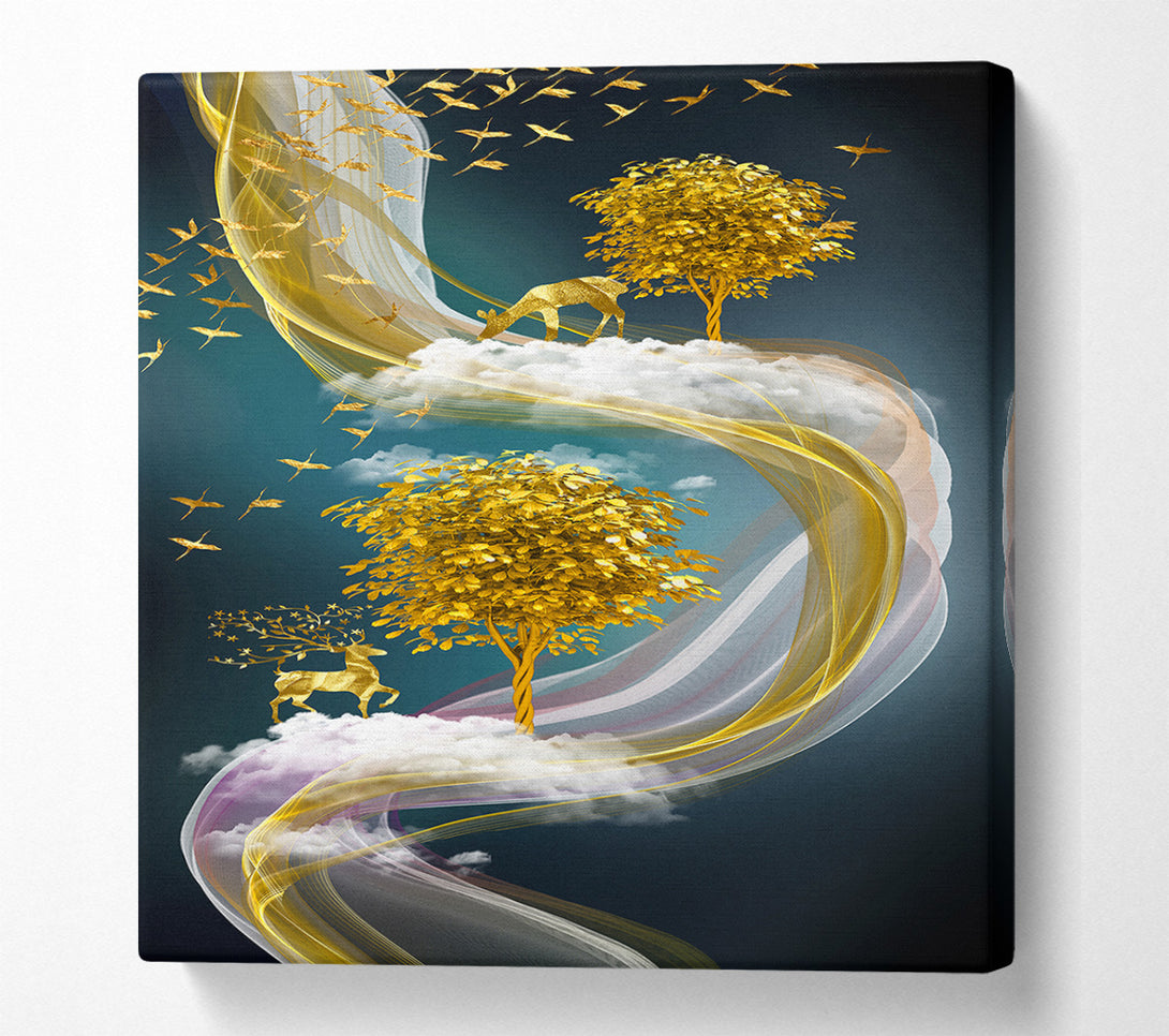  A Canvas Print of Abstract Swirl Stags Canvas Wall Art