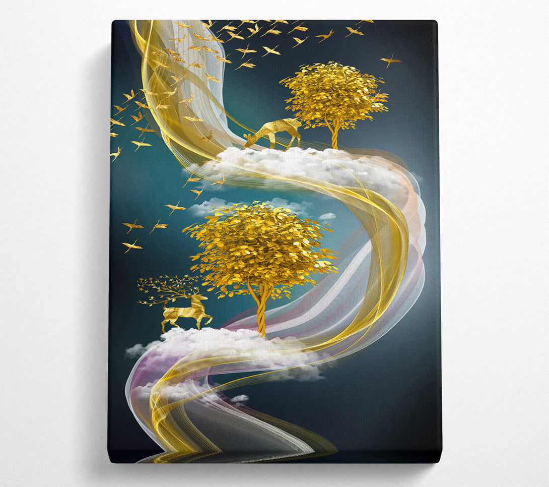  A Canvas Print of Abstract Swirl Stags Canvas Wall Art