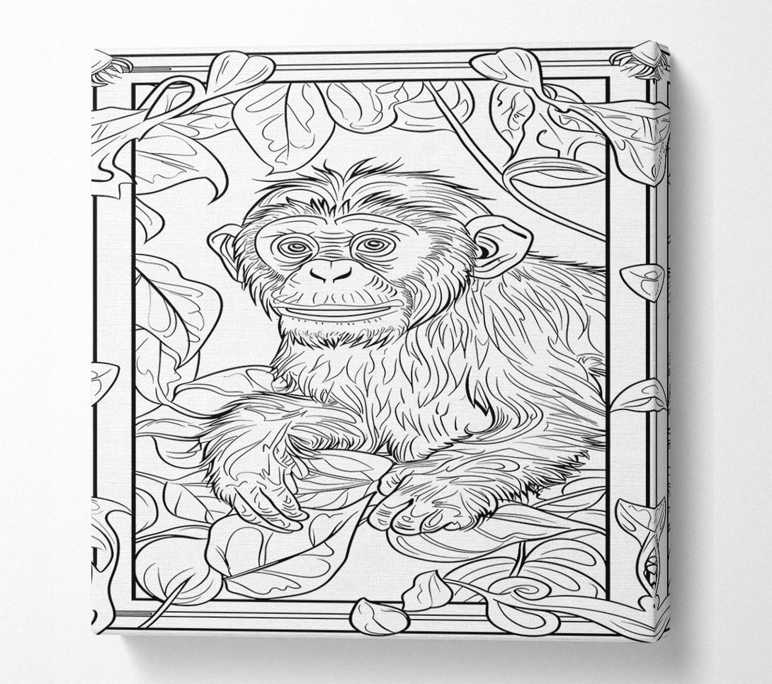  A Canvas Print of Green Jungle Chimp Canvas Art
