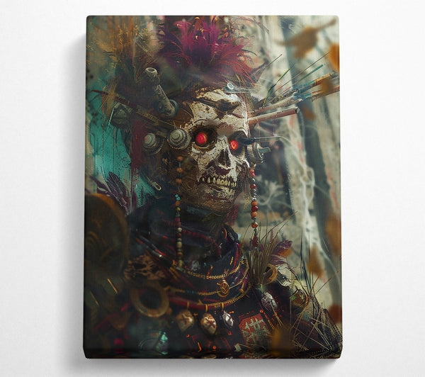  A Canvas Print of Crimson Cyber Skull Canvas Art