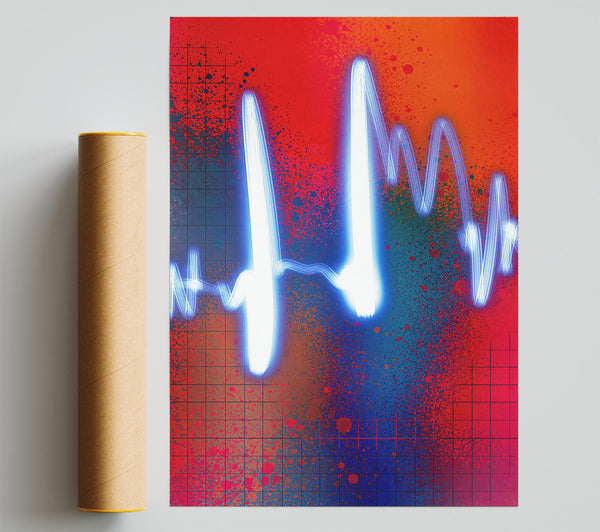 Red Splashes & White Line Print