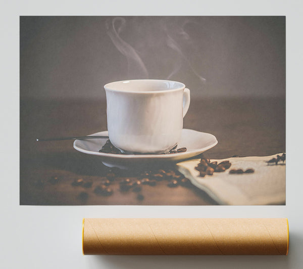 White Coffee Steam Print