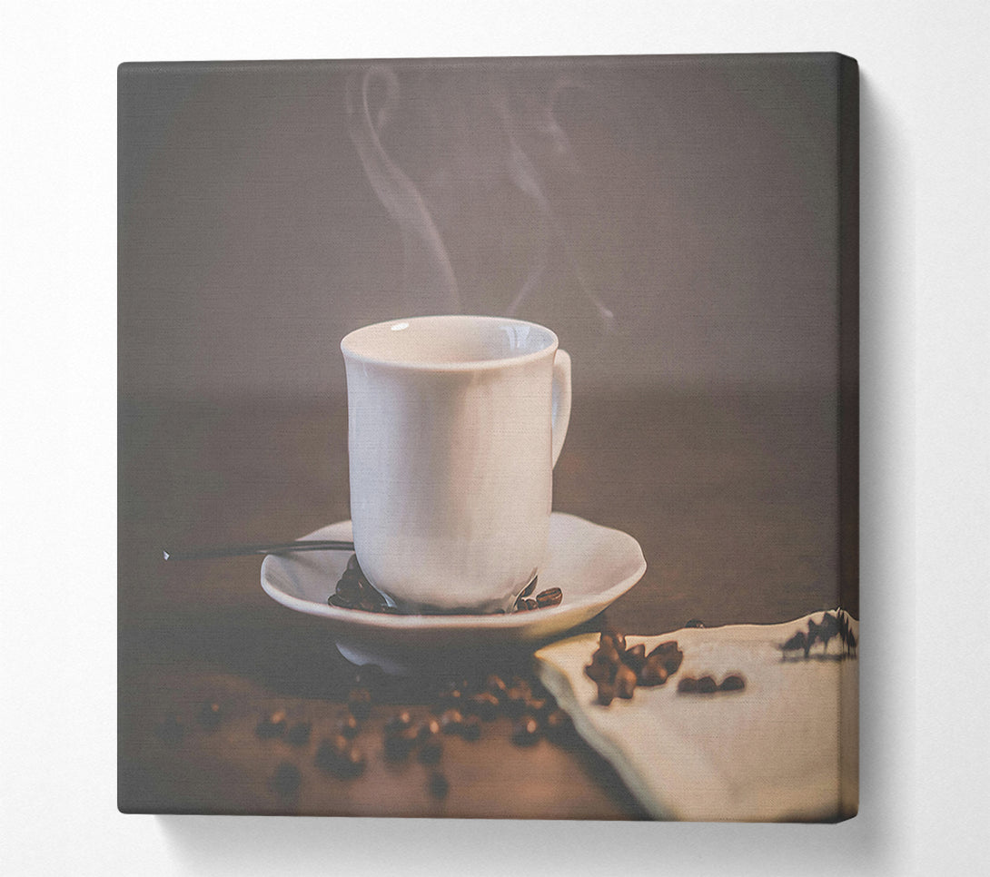 A Canvas Print of White Coffee Steam Canvas Print