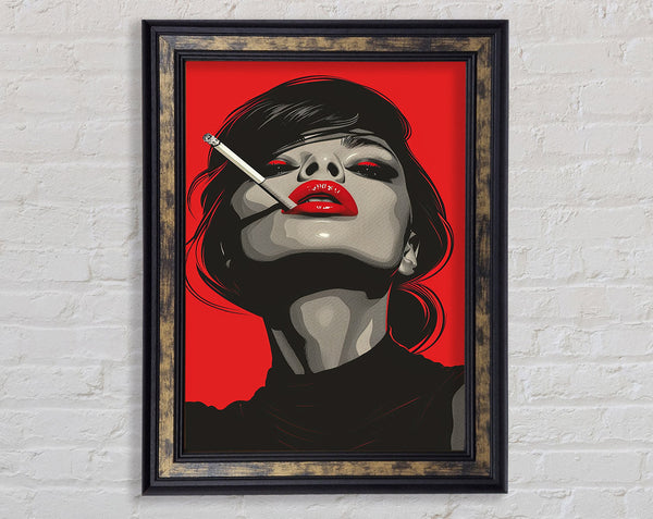 Abstract Woman Smoking Framed Print