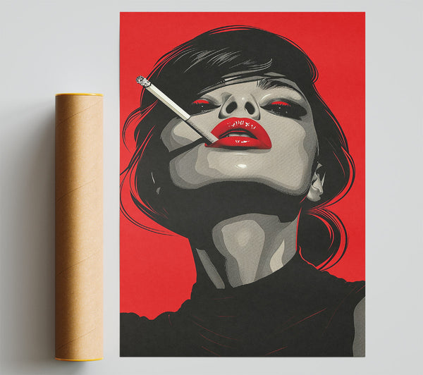 Abstract Woman Smoking Poster