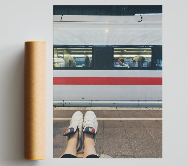 White Shoes, Red Stripe Poster
