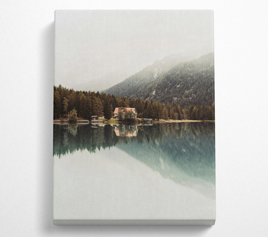  A Canvas Print of Green Mountain Reflection Canvas Art