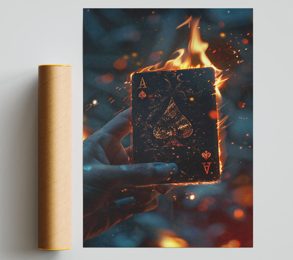 Ace Of Spades Fire Giclee Print