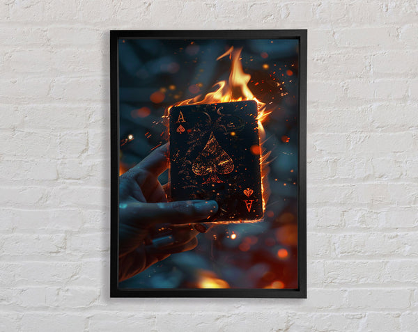 Ace Of Spades Fire Framed Print